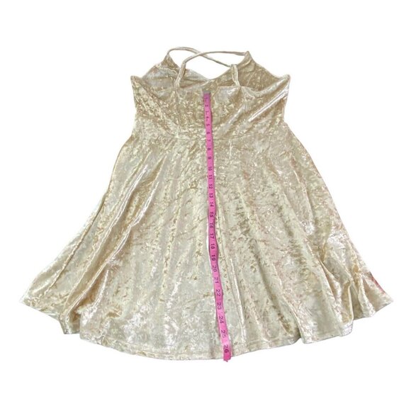 NWT R VIVIMOS Women Velvet V Neck Mini Dress Sz XL Cream Straps Sexy Party 60-12 - Picture 13 of 16